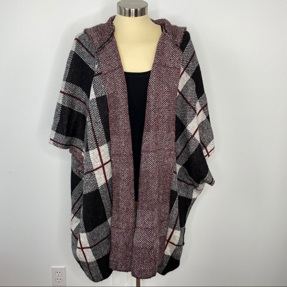 Mossimo Supply Co. Plaid Poncho Sweater Wrap - Picture 1 of 6